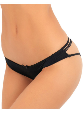 Culotte noire douce ornements quadrillés sur les fesses - REN1137-BLK